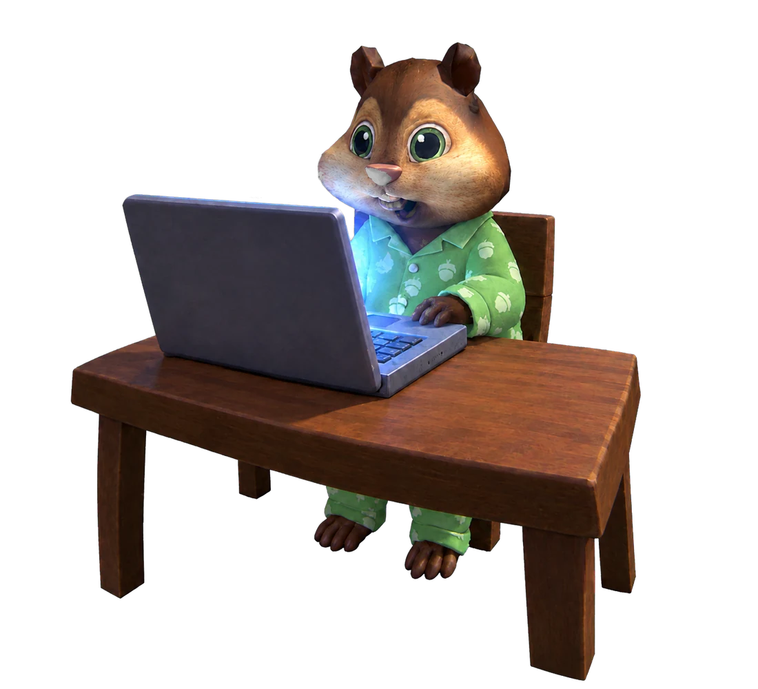 The chipmunk trading in his pyjamas